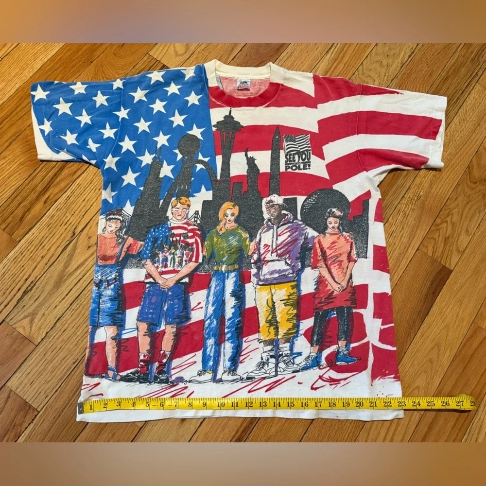 VTG 90s See You at The Pole American Flag Patriotic T Shirt Single Stitch Sz XL - Picture 13 of 14